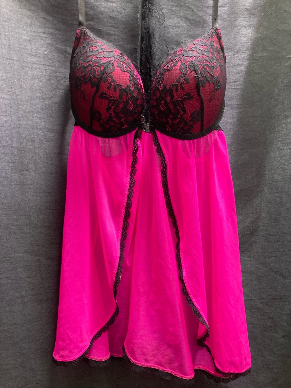 Hot Pink Lace Babydoll Lingerie Chemise Medium